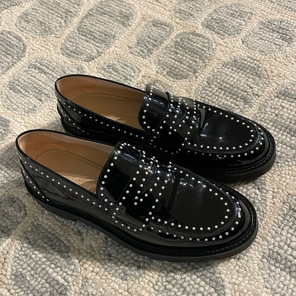 Stuart Weitzman Parker Lift Mini Pearly Penny Loafers